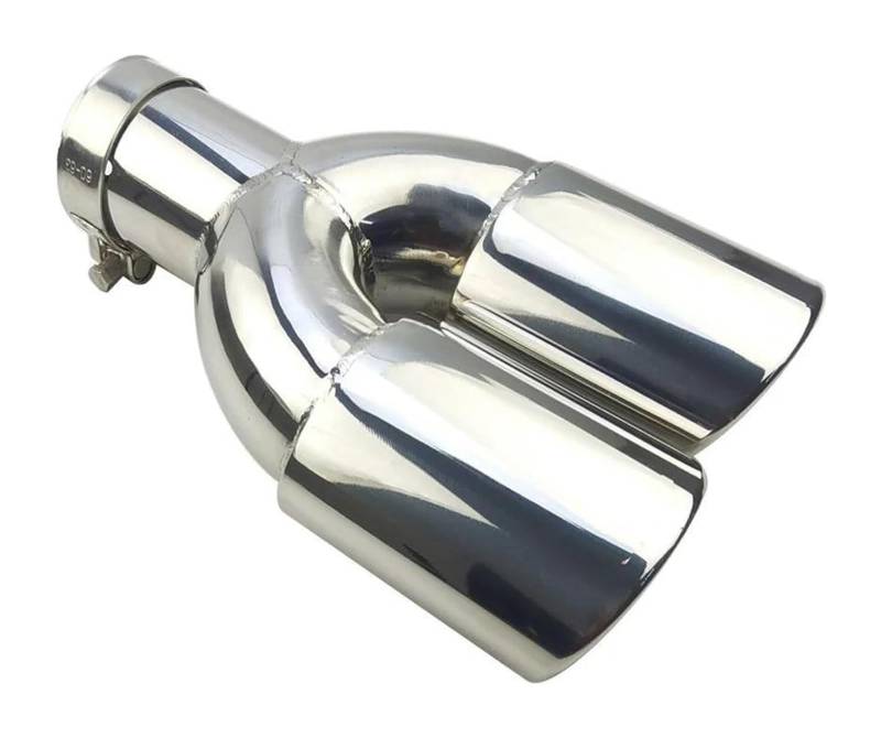 Auspuff Schalldämpfer Auto Auspuff Endrohr Spitze Schalldämpfer Schwanz Throat Universal Edelstahl Multi-größe Dual Outlet Auto Schalldämpfer 51mm 63mm(Silver 57MM) von STRJUS