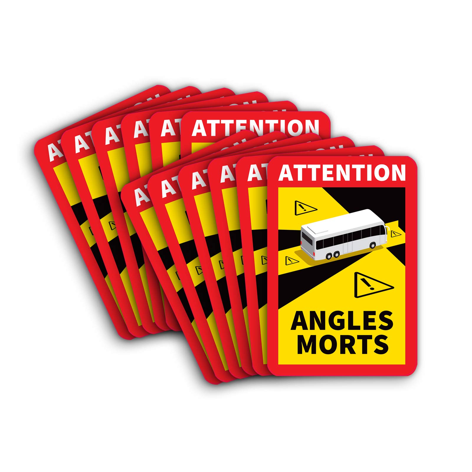 12 Stück Attention Angles Morts Magnetschilder 25 x 17 cm Magnet für Bus und Wohnwagen Warntafel Hinweiszeichen Schild Frankreich mit UV Schutz von STROBO