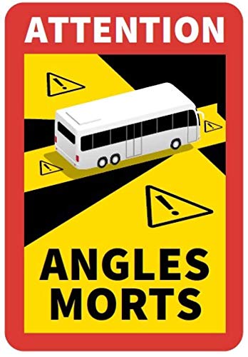 12 Stück Attention Angles Morts für Bus/Wohnwagen 25 x 17 cm Aufkleber Sticker Hinweiszeichen Schild Frankreich mit UV Schutz speziell für Außenbereich von STROBO von STROBO