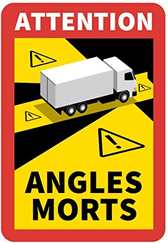 12 Stück Attention Angles Morts für LKW und Wohnwagen 25 x 17 cm Aufkleber Sticker Hinweiszeichen Schild Frankreich mit UV Schutz speziell für Außenbereich von STROBO von STROBO