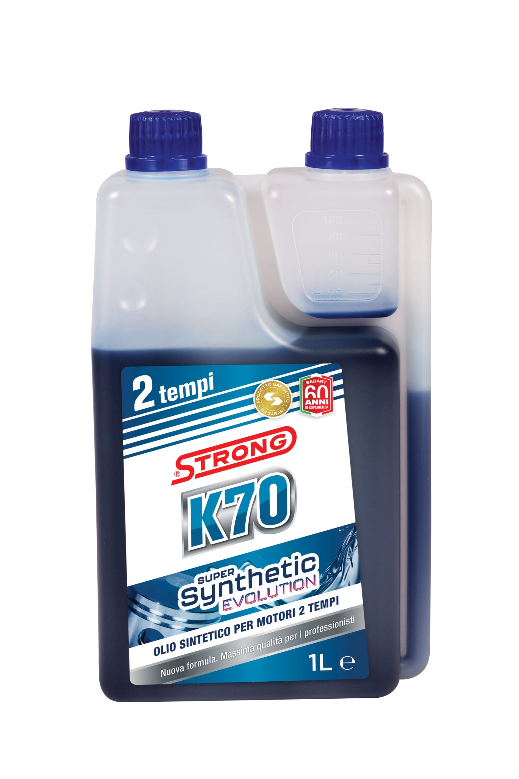 Strong Synthetisches Öl für Motoren 2T - 1 Liter mit Dosierer, Blau von STRONG