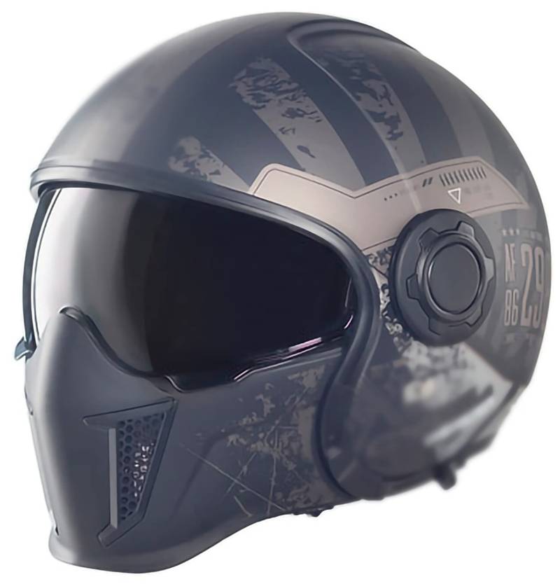 Helmets Jet-Helm · Motorrad-Helm Roller-Helm Scooter-Helm Bobber Mofa-Helm Chopper Retro Cruiser Vintage Pilot Biker Helmet · ECE Visier D,M:55-57 von STRTG