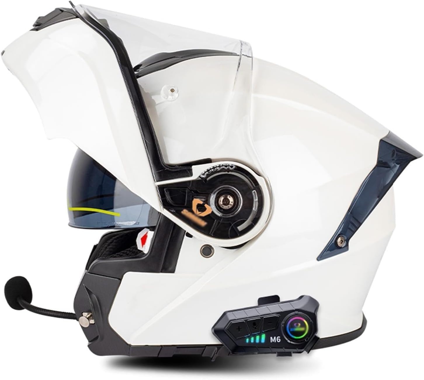 Integrierter Modularer Motorradhelm Mit Bluetooth Und Doppelvisier, ECE-Geprüfter Klapphelm, Modularer Motorrad-Crash-Helm Für Männer Und Frauen, Klappbarer Motorradhelm F,4XL 67-68cm von STRTG