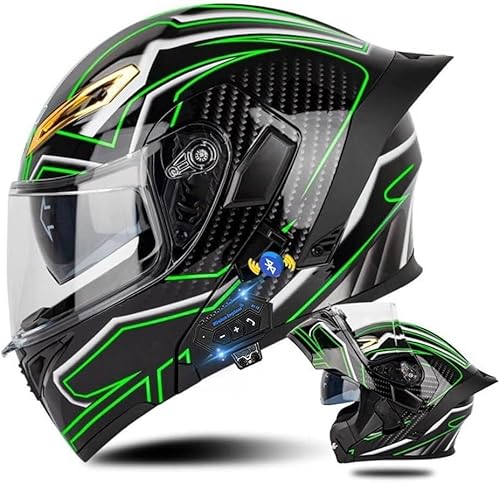 Klapphelm mit Bluetooth, Bluetooth Integralhelm, Motorradhelm mit Doppelvisier, DOT/ECE Zertifizierter Helm für Erwachsene Damen Herren, Roller Mofa Mofahelm D,M=57-58cm von STTTBD