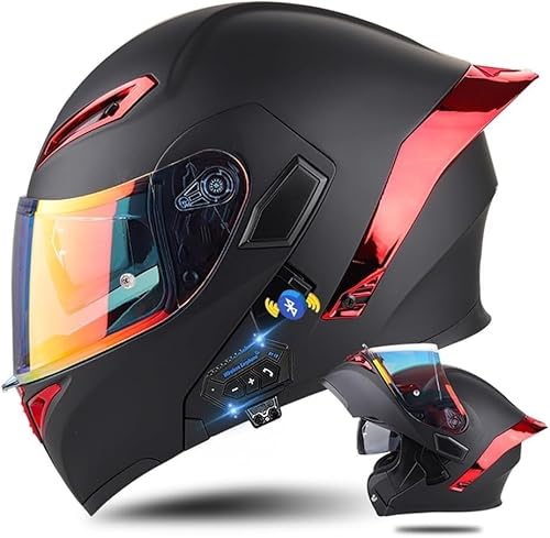 Klapphelm mit Bluetooth, Bluetooth Integralhelm, Motorradhelm mit Doppelvisier, DOT/ECE Zertifizierter Helm für Erwachsene Damen Herren, Roller Mofa Mofahelm L,XL=61-62cm von STTTBD