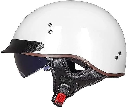 Motorrad-Halbhelm mit Sonnenblende, Retro-Jet-Helm, offenes Gesicht, für Herren und Damen, Helm für Erwachsene, Scooter, ATV, Cruiser, DOT/ECE-geprüft A,L=59-60CM von STTTBD