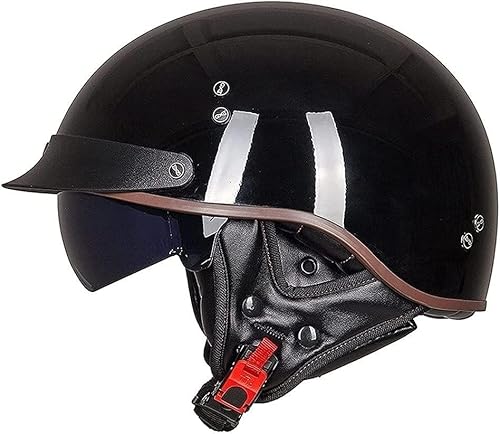 Motorrad-Halbhelm mit Sonnenblende, Retro-Jet-Helm, offenes Gesicht, für Herren und Damen, Helm für Erwachsene, Scooter, ATV, Cruiser, DOT/ECE-geprüft C,L=59-60CM von STTTBD