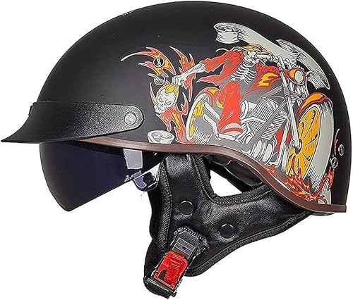 Motorrad-Halbhelm mit Sonnenblende, Retro-Jet-Helm, offenes Gesicht, für Herren und Damen, Helm für Erwachsene, Scooter, ATV, Cruiser, DOT/ECE-geprüft G,XXL=63-64CM von STTTBD