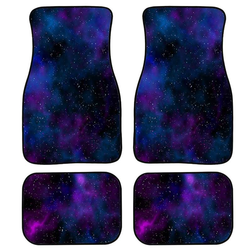 STUOARTE Purple Galaxy Nebula 4-teiliges Premium Teppich Fahrzeug Fußmatten Komplettset für Fahrersitz, Beifahrersitz und Rückfußmatten von STUOARTE