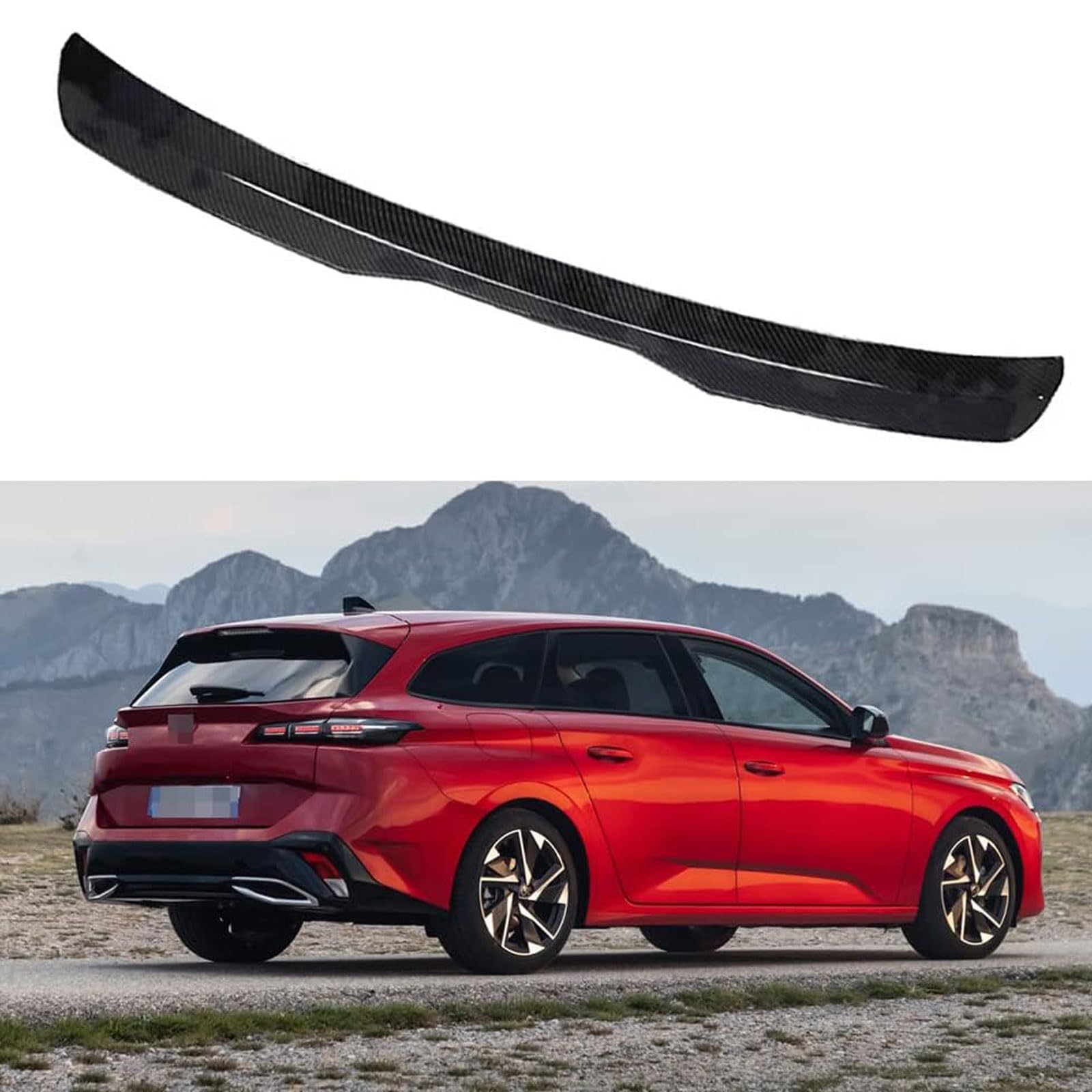 Auto-Heckspoiler für Peugeot 308 SW MK2 Facelift 2017-2020 2021 2022, Auto-Spoiler Spoiler Auto Modifikation Styling Zubehör, widerstandsfähig, langlebig, Auto-Spoiler, Gloss Schwarz, STUYKDIA, Carbon von STUYKDIA