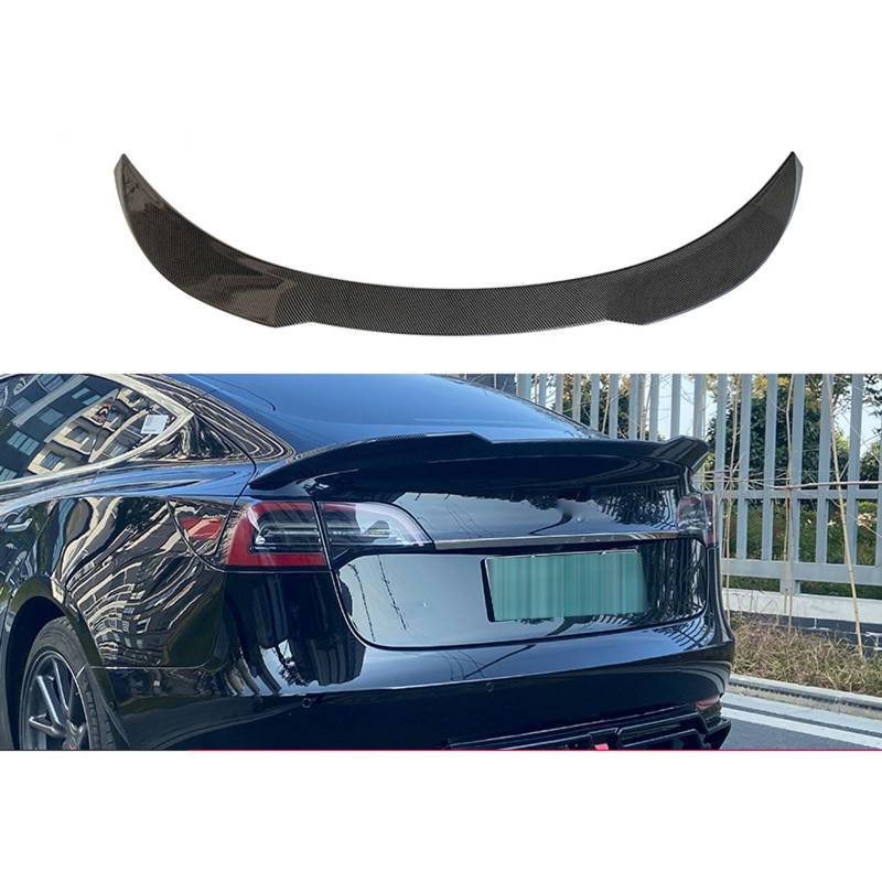 Auto-Spoiler für Tesla Model 3 2019 2020 2021 2022 2023, Auto-Spoiler Spoiler Auto Modifikation Styling Zubehör, widerstandsfähig, langlebig, Auto-Spoiler, Carbonfaser, Look, STUYKDIA, Gloss Schwarz von STUYKDIA