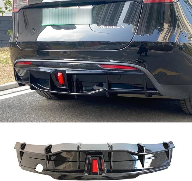 Car Rear Bumper Lip Diffuser für Tesla Model Y 2021 2022 2023, Rear Bumper Spoiler Rear Splitter Car Diffuser Spoiler Body Kit Protector Zubehör STUYKDIA von STUYKDIA