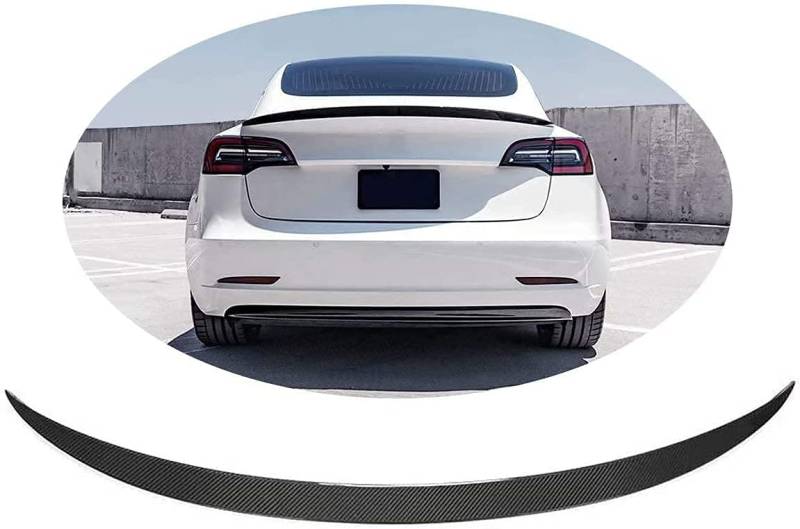 Carbon Fiber Spoiler für Tesla Model 3 2018 2019 2020, Heckspoiler Heckspoiler Trunk Roof Lip Tail Wing, STUYKDIA von STUYKDIA