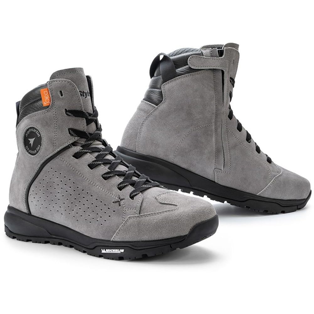 STYLMARTIN Zed Air Motorradschuhe Sneaker grau CE Leder mit D3O Protektoren und Michelin-Sohle, 42 von STYLMARTIN