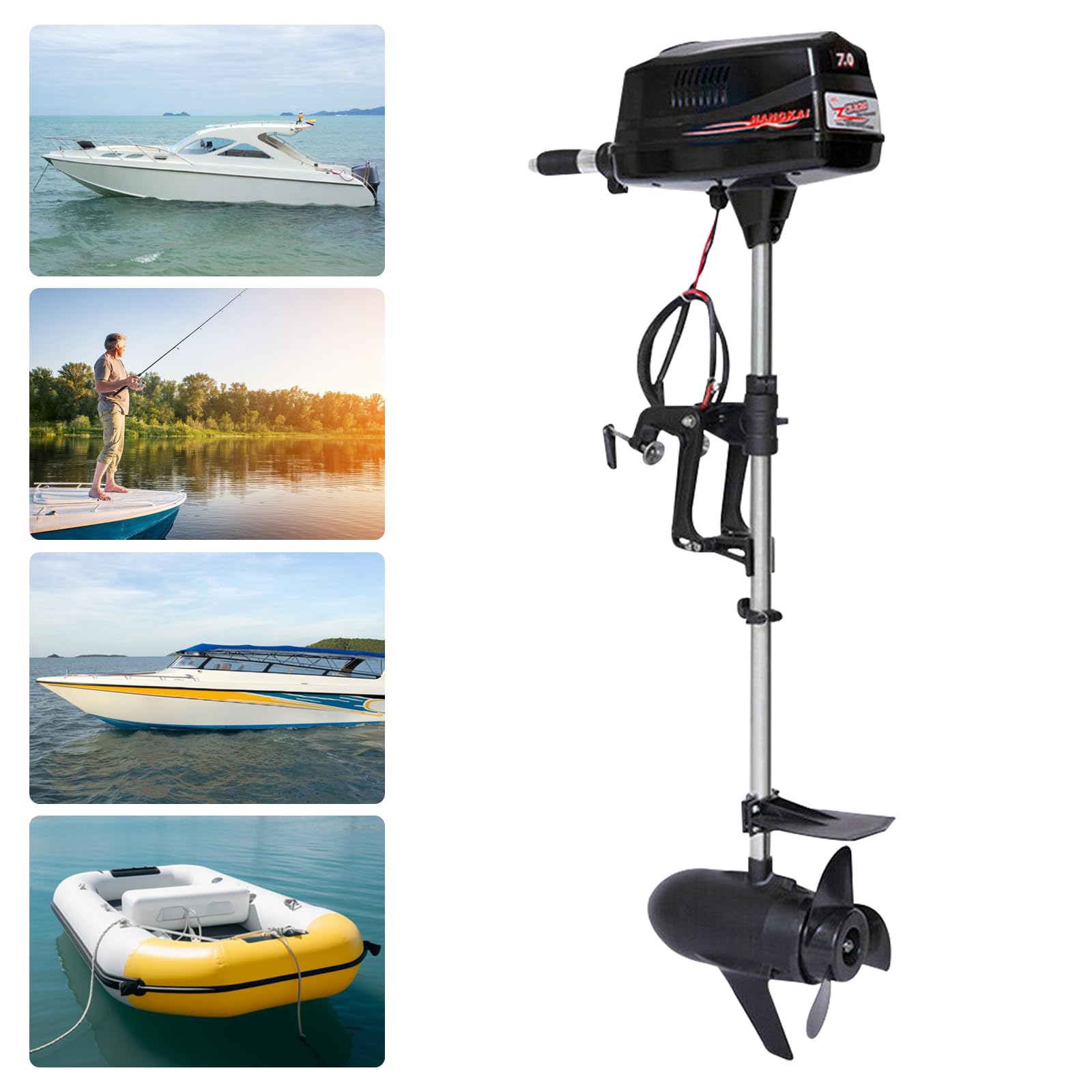 Elektrobootsmotor AußEnborder Elektromotor Boot 7Hp Electric Outboard Motor Brushless Motor Fishing Boat Engine 48V von SUBKUDY