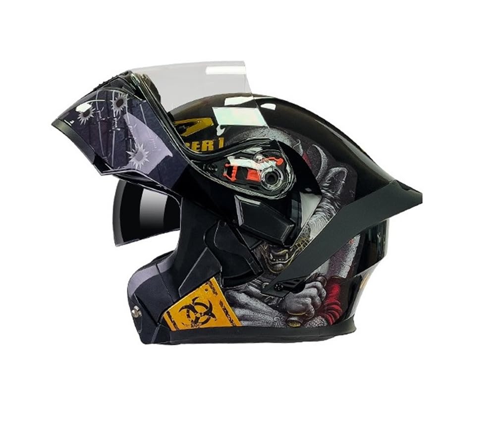 ABS Motorradhelm Full Face Leitwerk Jugend Modulare Helme Doppellinse Mode Flip-Up Helme für Motorradhelm Full Face Roller Touring Roller Motorrad Vier Jahreszeiten Herausnehmbares Innenfutter von SUCHETA