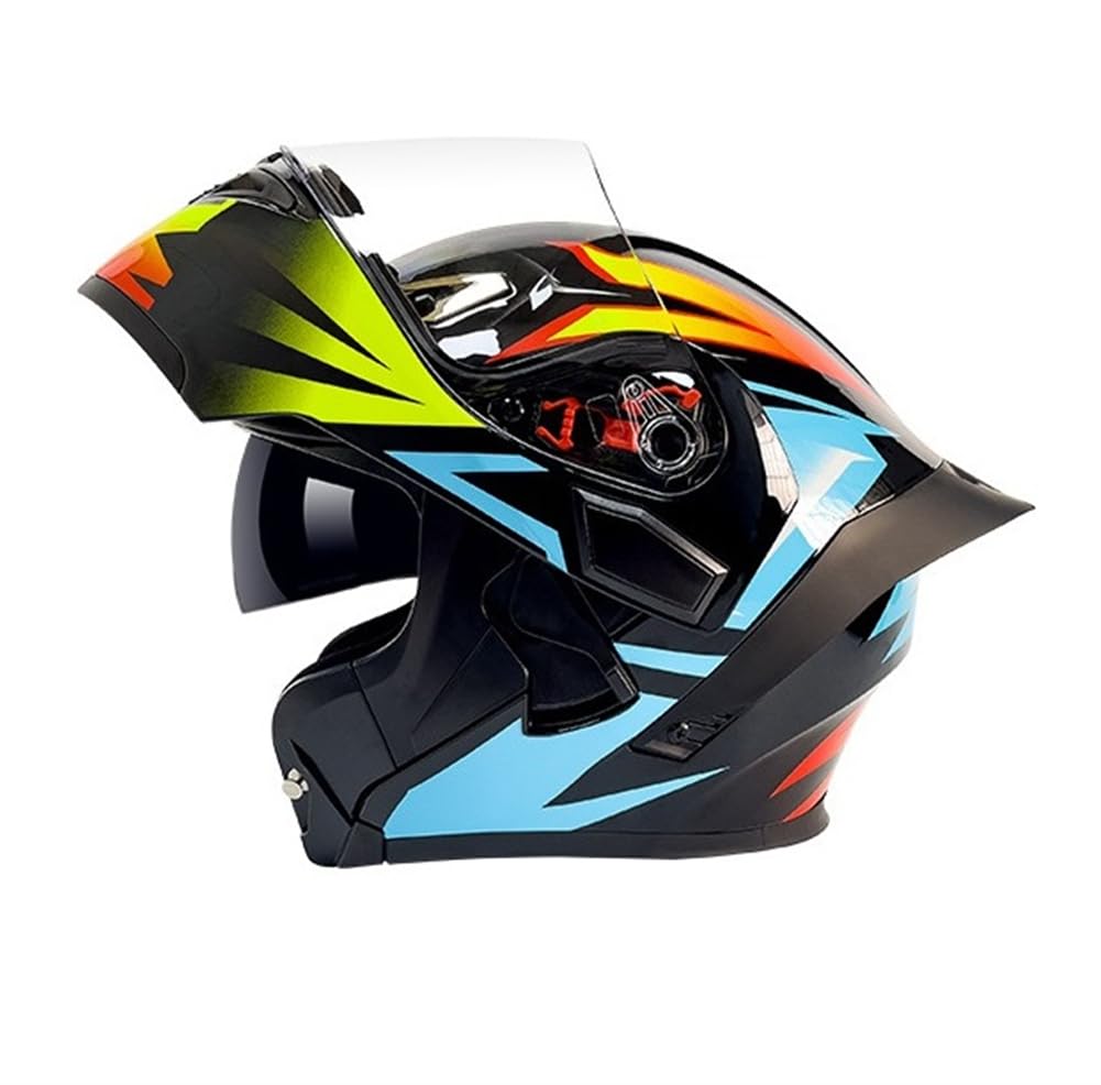 ABS Motorradhelm Full Face Leitwerk Jugend Modulare Helme Doppellinse Mode Flip-Up Helme für Motorradhelm Full Face Roller Touring Roller Motorrad Vier Jahreszeiten Herausnehmbares Innenfutter von SUCHETA