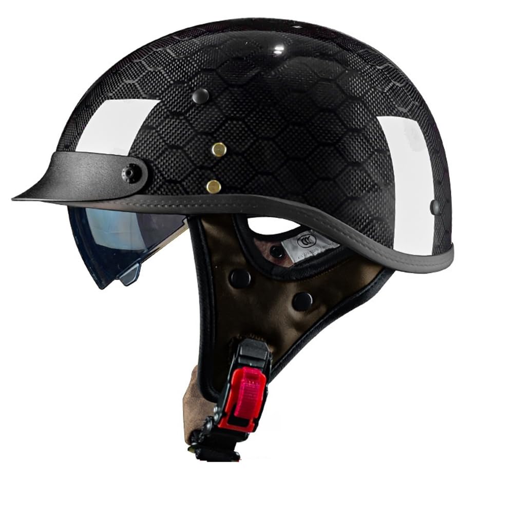 Capacete Motorrad ABS Vier Jahreszeiten Capacete Motorrad Abnehmbare Futter Halbhelme für Motorradhelm Retro Herren Scooter Unisex Sportbikes Motorrad Wind Goggles von SUCHETA