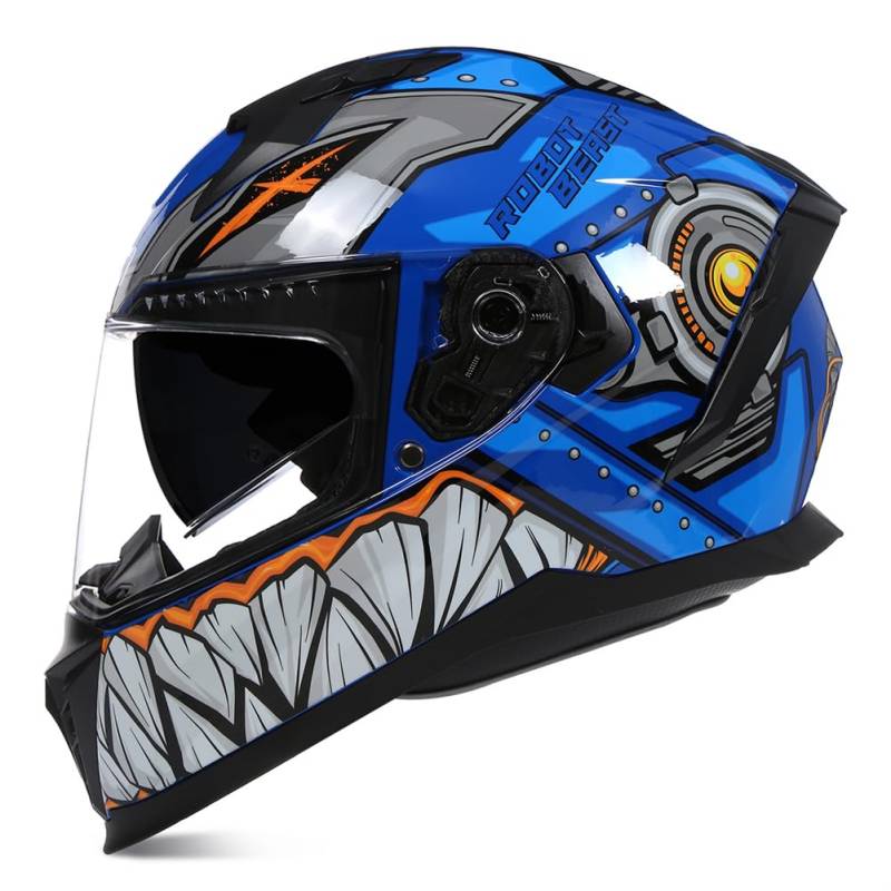 Flieger Doppellinse ABS Full Face Helme für Motorrad Helm für Roller Motorbike Helm Classic Herausnehmbares Futter Paar Flip-Up Helme All-Season Standard Motorrad von SUCHETA