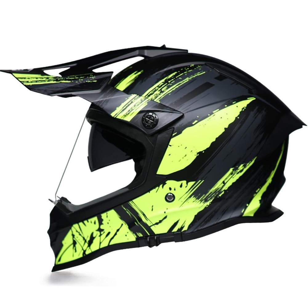 Herausnehmbares Futter British Standard ABS Motocross Helme für Crash Helme für Motorräder Aviator Touring Motorrad Herren Motorradhelm Retro All-Season Doppellinse von SUCHETA