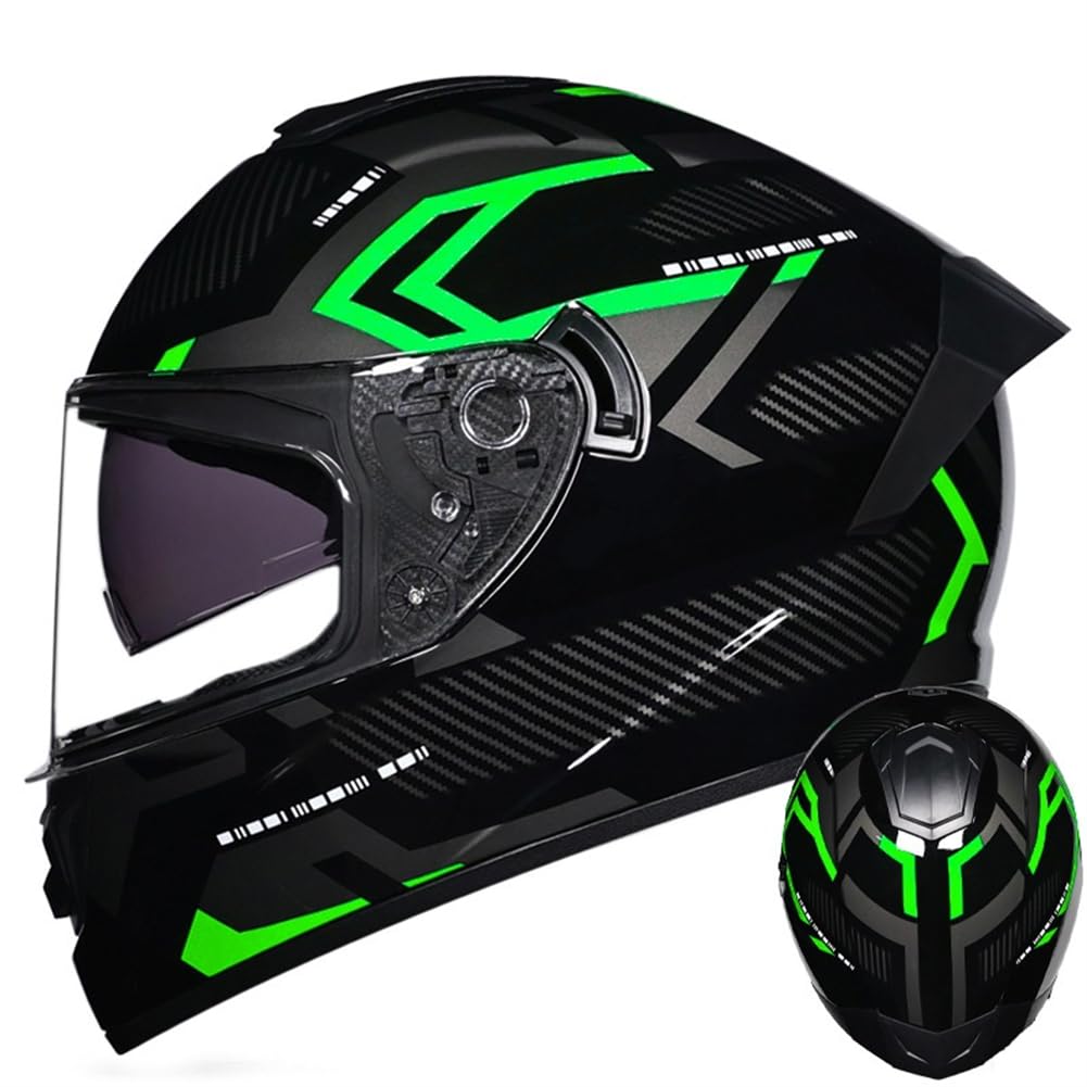 Integralhelm für Motocross Integralhelm Standard Motorrad Frauen Helm Motorrad Abnehmbares Innenfutter Doppelte Linsen Klarer Spiegel Helm ABS All-Season Lovers Aviator von SUCHETA