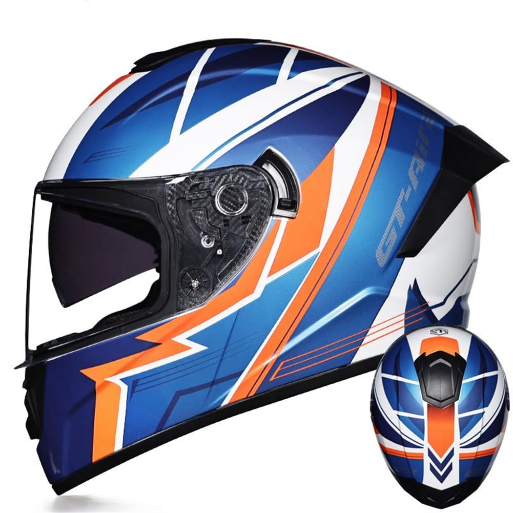 Integralhelm für Motocross Integralhelm Standard Motorrad Frauen Helm Motorrad Abnehmbares Innenfutter Doppelte Linsen Klarer Spiegel Helm ABS All-Season Lovers Aviator von SUCHETA