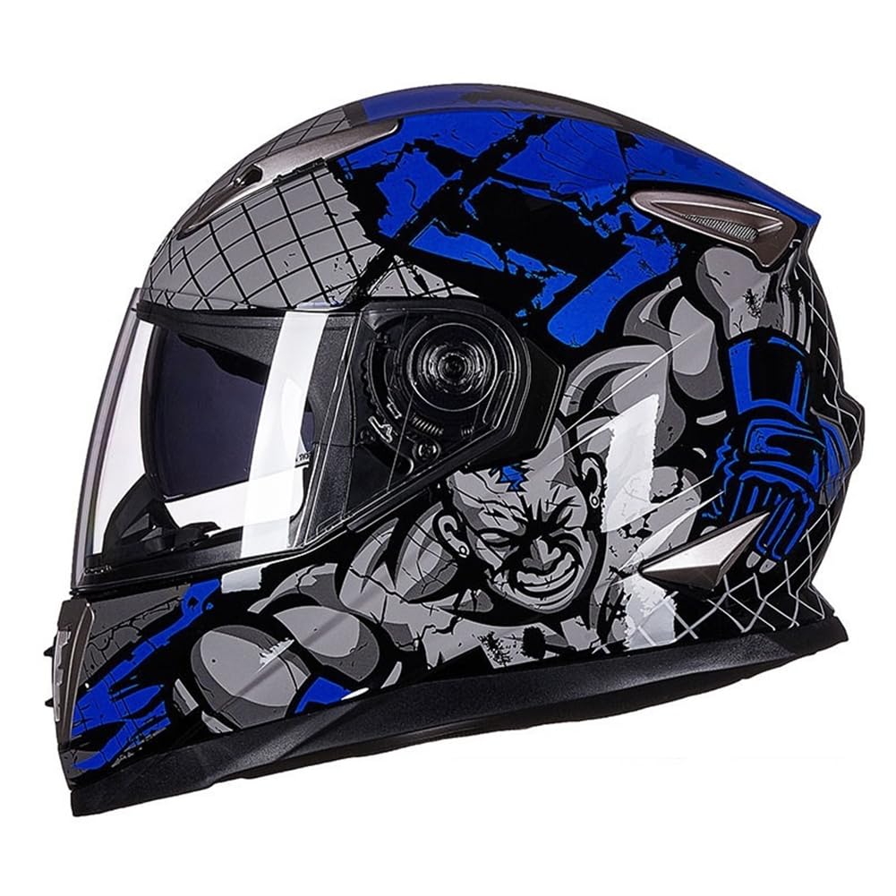 Integralhelm für Motorrad Sturzhelm Retro Motorradhelm Integralhelm Herausnehmbares Futter Vier Jahreszeiten Anti-Beschlag Brille Mann Roller Motorrad Belüftung ABS Sport von SUCHETA