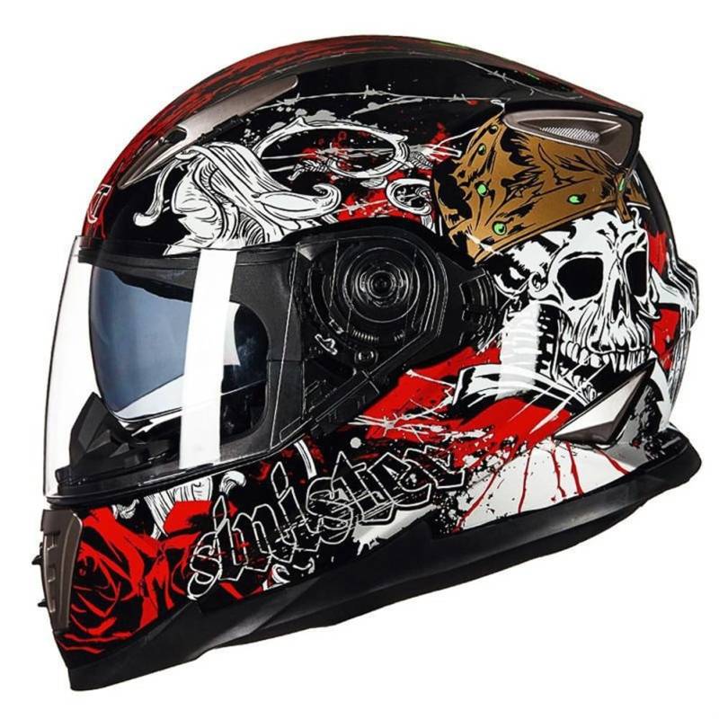 Integralhelm für Motorrad Sturzhelm Retro Motorradhelm Integralhelm Herausnehmbares Futter Vier Jahreszeiten Anti-Beschlag Brille Mann Roller Motorrad Belüftung ABS Sport von SUCHETA