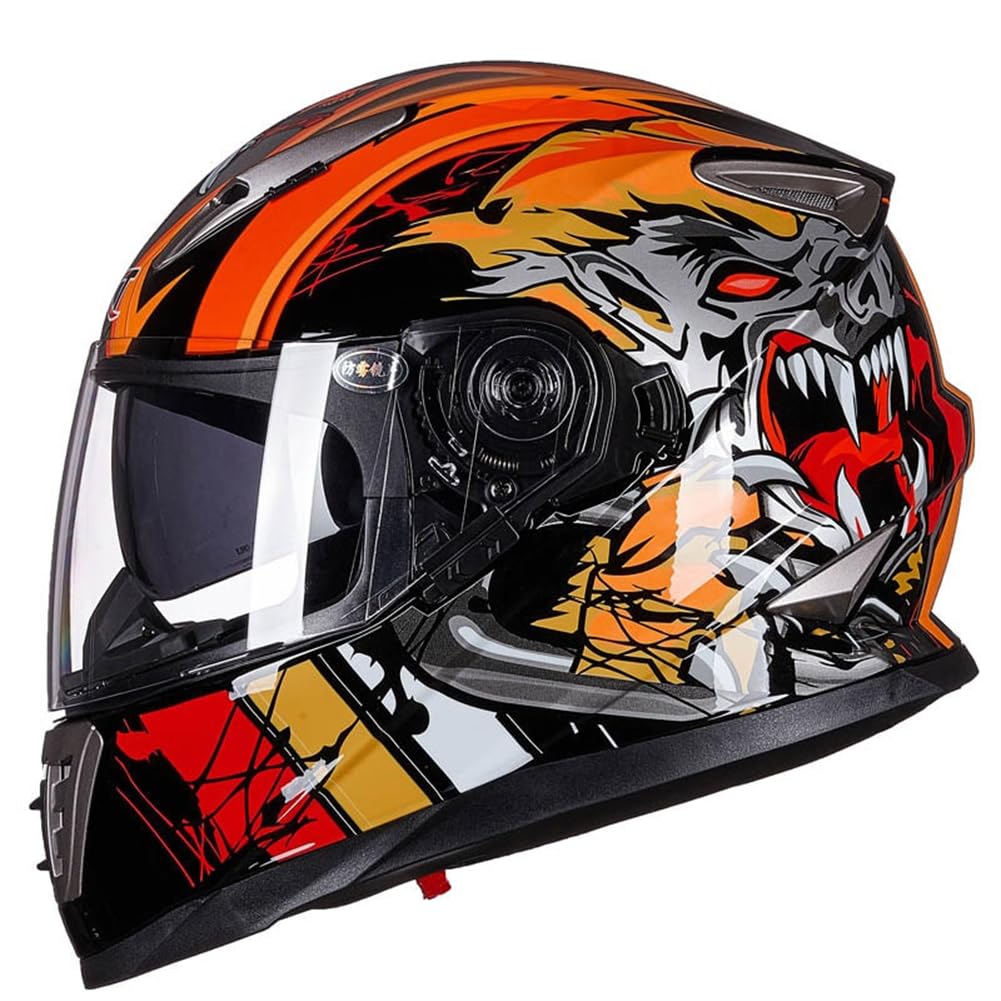 Integralhelm für Motorrad Sturzhelm Retro Motorradhelm Integralhelm Herausnehmbares Futter Vier Jahreszeiten Anti-Beschlag Brille Mann Roller Motorrad Belüftung ABS Sport von SUCHETA