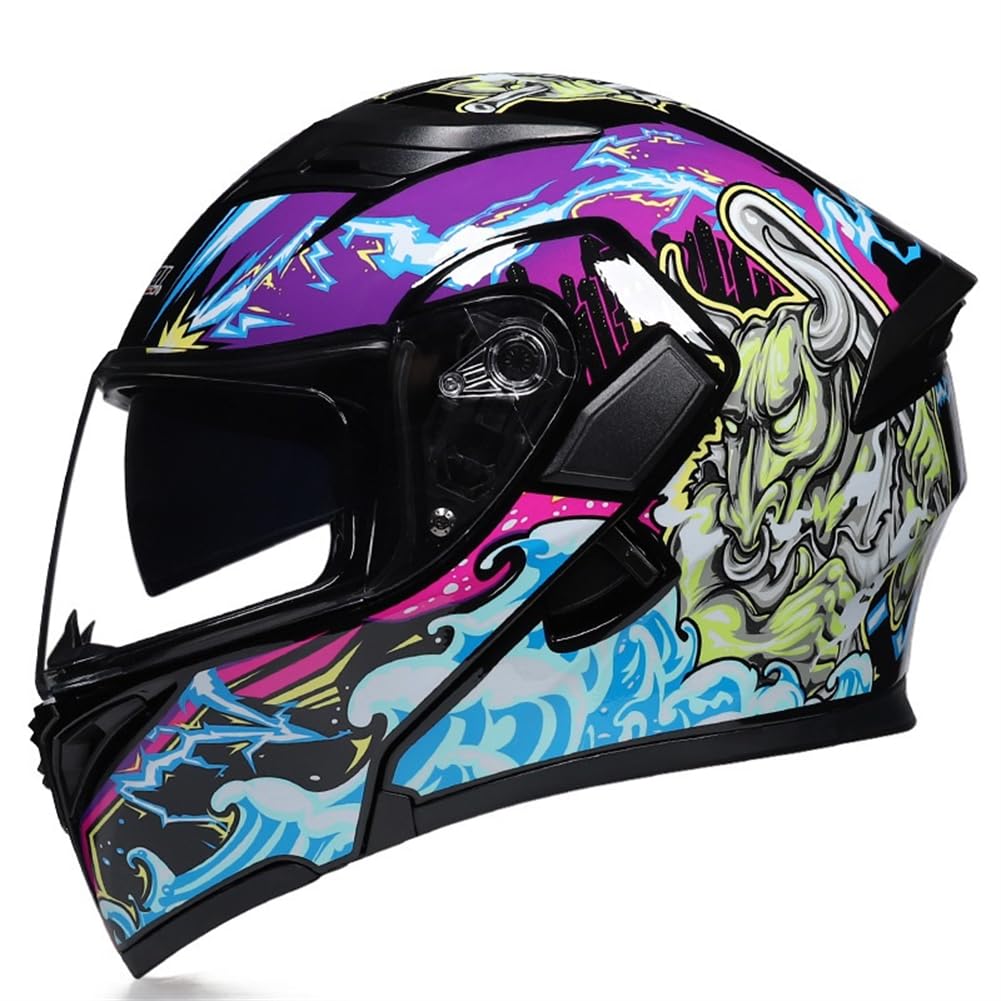 Kollisionsvermeidung Modulare Helme Motorrad Fahrradhelm Jugend Flip-Up Helme für Capacete Motorrad Roller Doppellinse Herbst-Winter Cruiser Motorrad ABS Herausnehmbares Innenfutter von SUCHETA