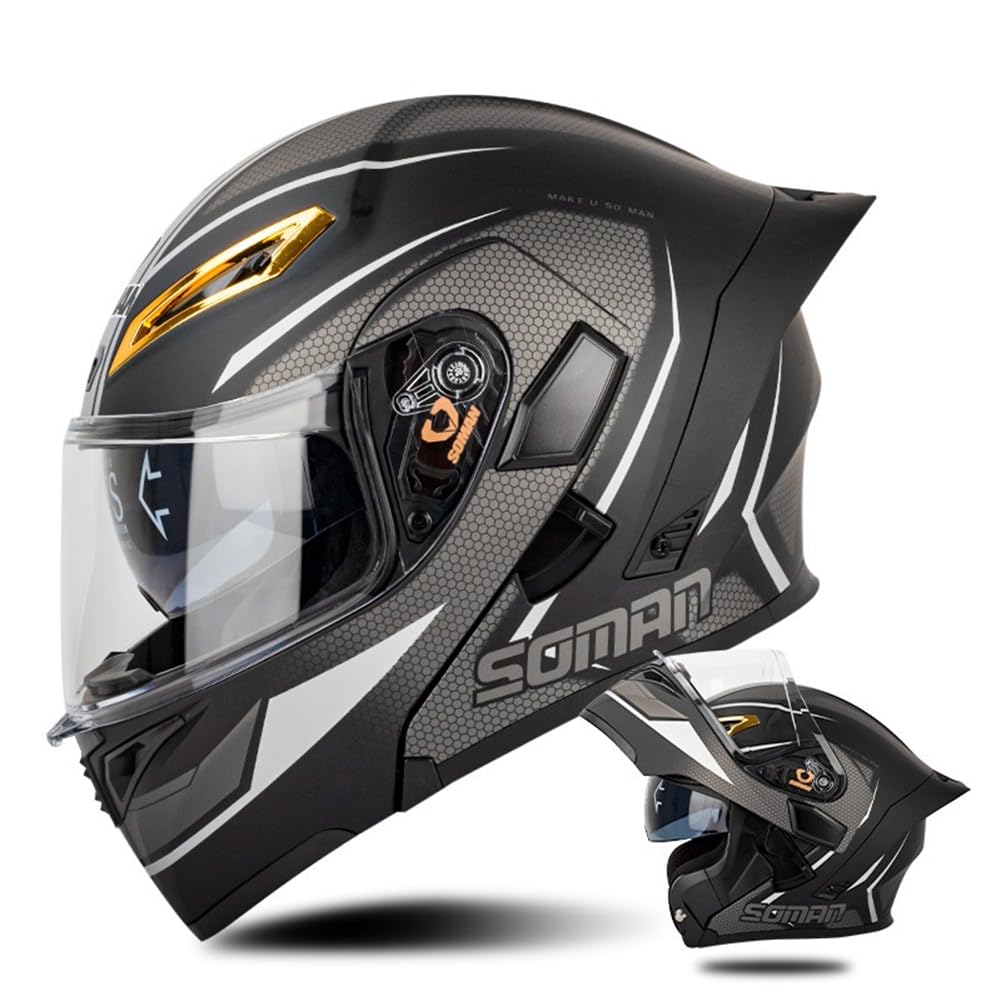 Modular Helme für Motorradhelm Männer Motorradhelm Full Face Herren Erwachsene Doppellinse Herbst-Winter Klapphelme Abnehmbares Futter Leitwerk Sportbikes Motorrad ABS ECE von SUCHETA