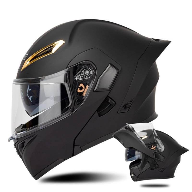 Motorrad Fahrradhelm Herausnehmbares Innenfutter Flip-Up Helme für Motorradhelm Retro Herren Jungen Sportbikes Motorrad Doppellinse All-Season omologato ABS Leitwerk Modulare Helme von SUCHETA