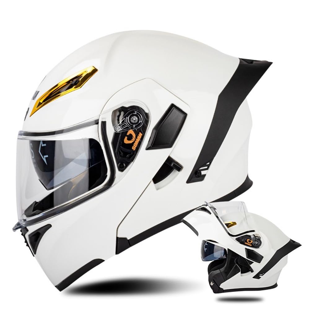 Motorrad Fahrradhelm Herausnehmbares Innenfutter Flip-Up Helme für Motorradhelm Retro Herren Jungen Sportbikes Motorrad Doppellinse All-Season omologato ABS Leitwerk Modulare Helme von SUCHETA