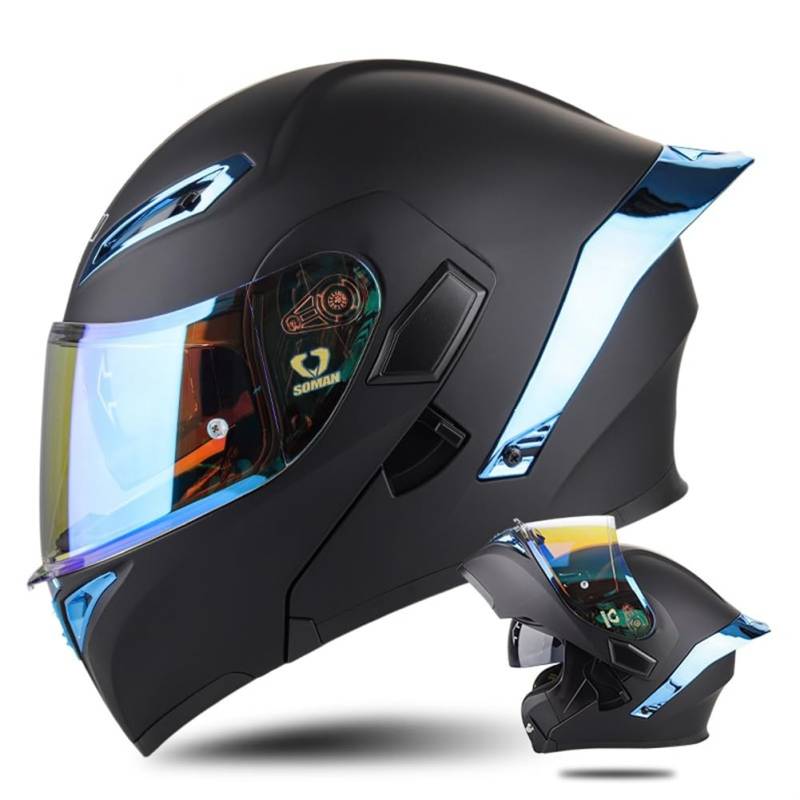 Motorradhelm 3/4 Helm für Motorradhelm für Männer Sportbikes Motorrad Silber All-Season Abnehmbares Futter Off-Road Doppelte Linsen Kollisionsvermeidung Paar Leitwerk Open-Face Helme von SUCHETA