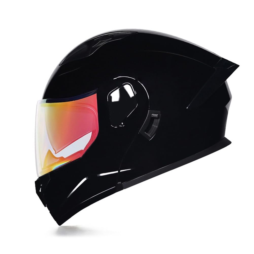 Motorradhelm Full Face ABS Modulare Helme für Cruiser Motorradhelm Mann Nachtsicht Vier-Jahreszeiten Flip-Up Helme Anti-Beschlag-Brille Touring Roller Motorrad Doppellinsen von SUCHETA