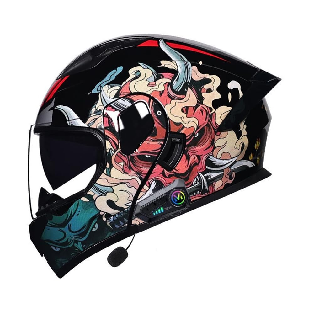 Motorradhelm für Roller Abnehmbares Futter Flip-Up Helme für Crash Helme für Motorräder Herren Leitwerk All-Season Modular Helme Touring Scooter Motorrad ABS Bluetooth Road Legal von SUCHETA