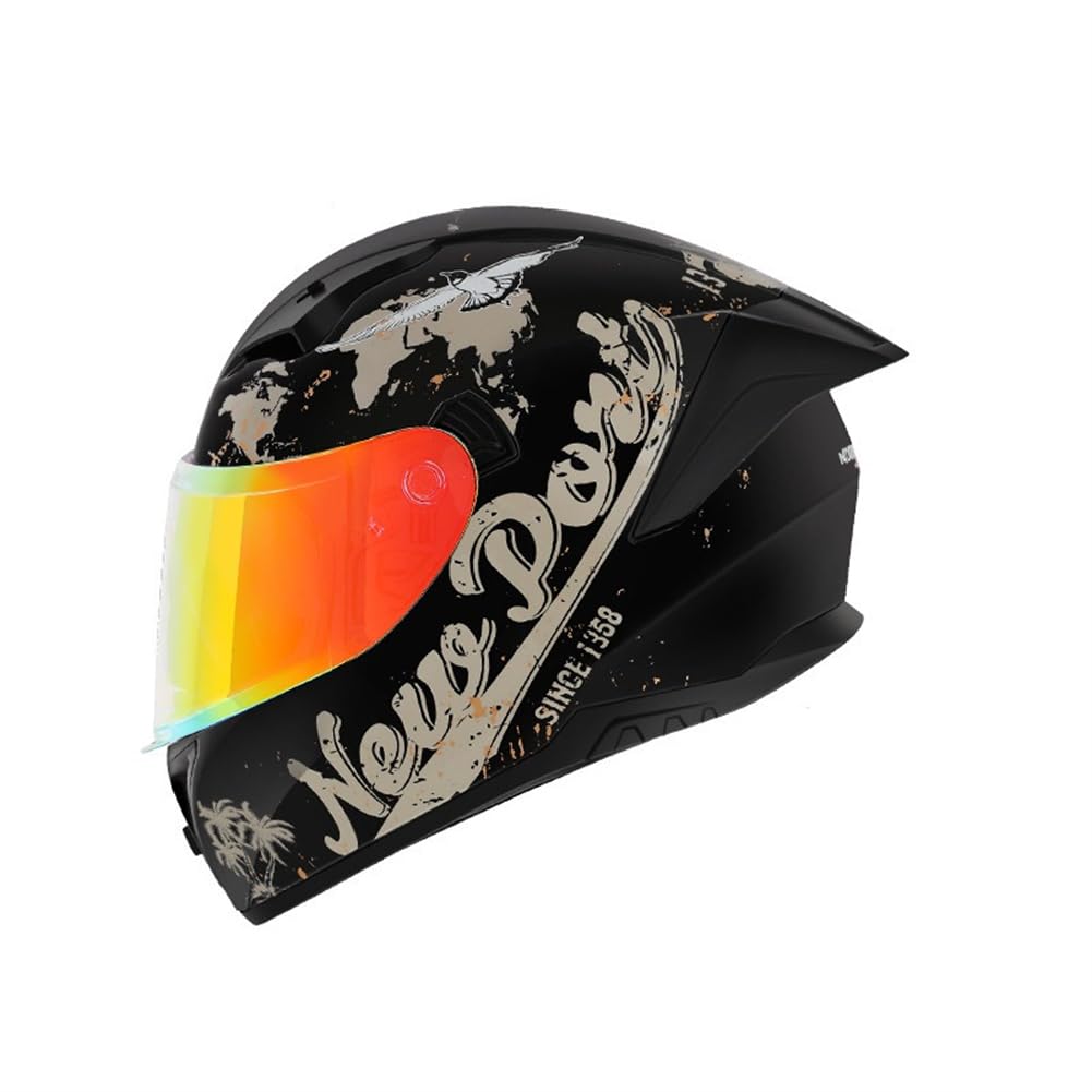 Motorradhelm für Scooter Herausnehmbares Futter ABS All-Season Doppellinse Flip-Up Helme Unisex Full Face Helme für Motorrad Fahrradhelm Touring Standard Motorrad von SUCHETA