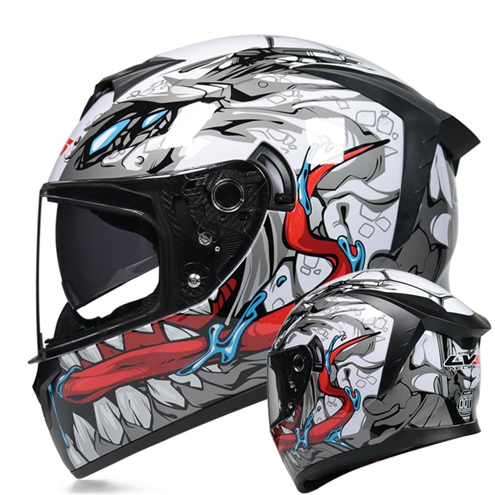 Offroad Abnehmbare Futter Full Face Helme für Motorradhelm Sportbikes Motorrad Motorradhelm für Scooter Clear Mirror Helm ABS Four Seasons Double Lenses Couple von SUCHETA