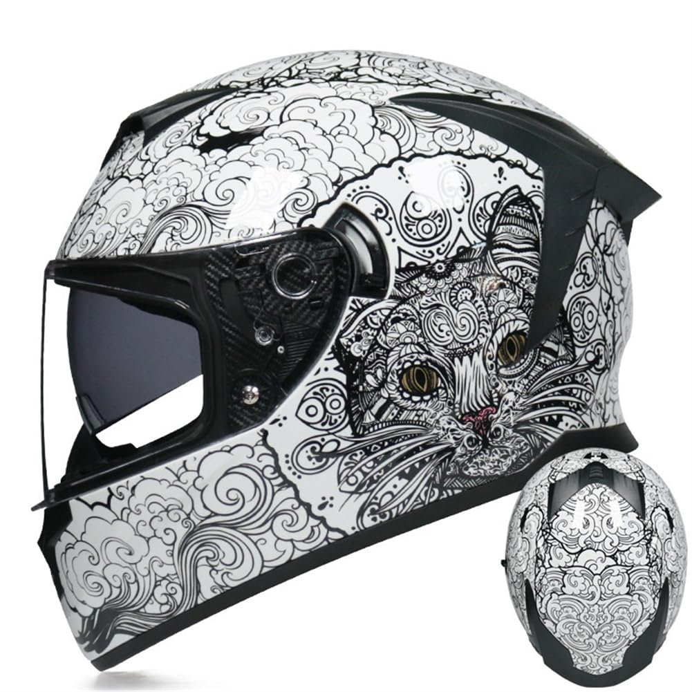 Offroad Abnehmbare Futter Full Face Helme für Motorradhelm Sportbikes Motorrad Motorradhelm für Scooter Clear Mirror Helm ABS Four Seasons Double Lenses Couple von SUCHETA