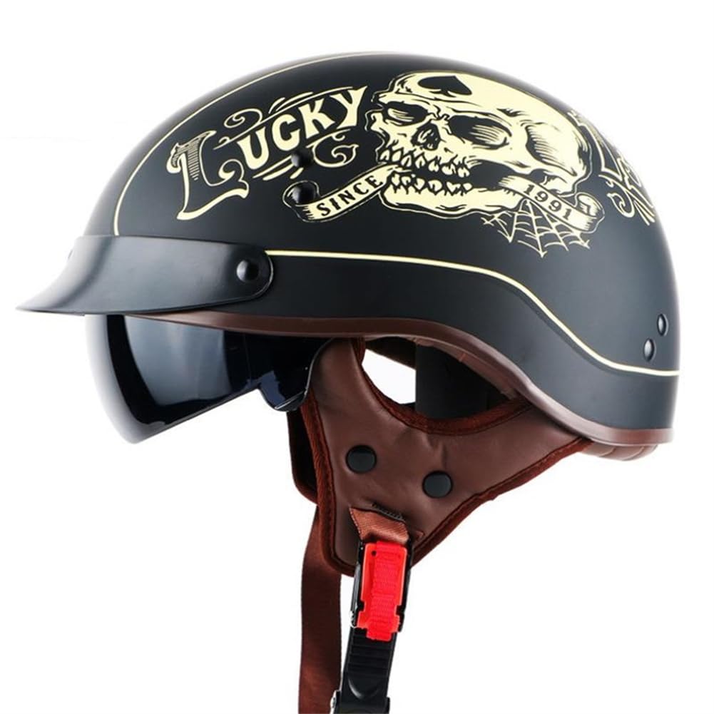 Reisemotorrad Krempe ECE 2205 UK Straßenzugelassene Sturzhelme für Motorräder Herausnehmbares Futter Windschutzbrillen Halbhelme für Motocross-Helme ABS Vier Jahreszeiten Unisex-Roller von SUCHETA