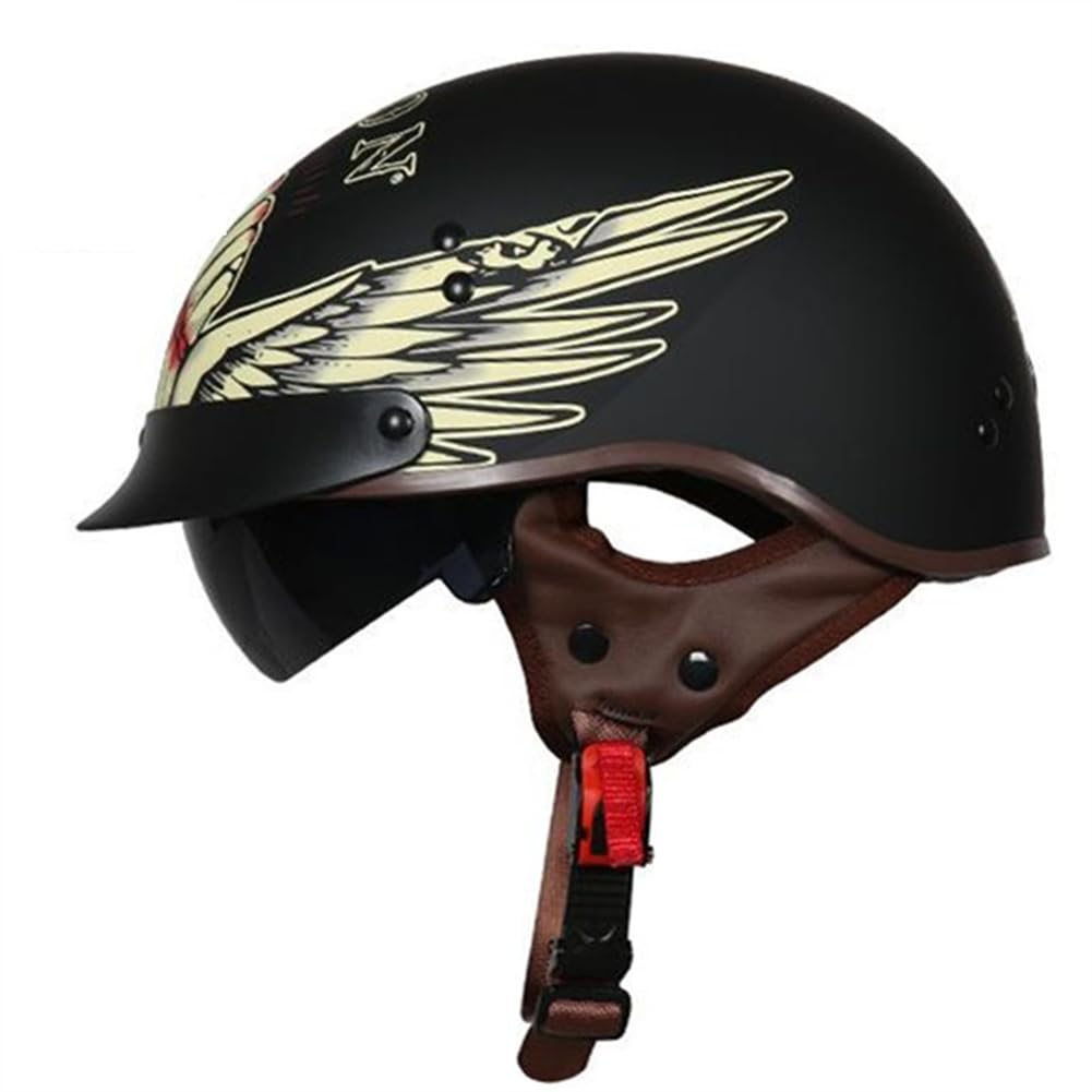 Reisemotorrad Krempe ECE 2205 UK Straßenzugelassene Sturzhelme für Motorräder Herausnehmbares Futter Windschutzbrillen Halbhelme für Motocross-Helme ABS Vier Jahreszeiten Unisex-Roller von SUCHETA