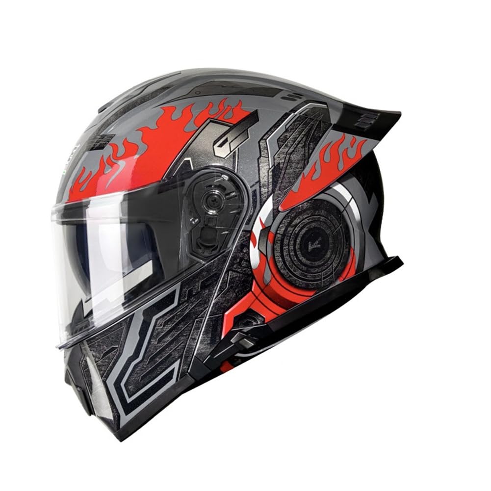 Roller Motorrad Motorradhelme Modulare Helme für Motorrad Vollvisierhelm für Frauen Doppellinsen Retro ABS Ganzjahresreifen Abnehmbares Innenfutter Aviator Herren Jungen Klapphelme von SUCHETA