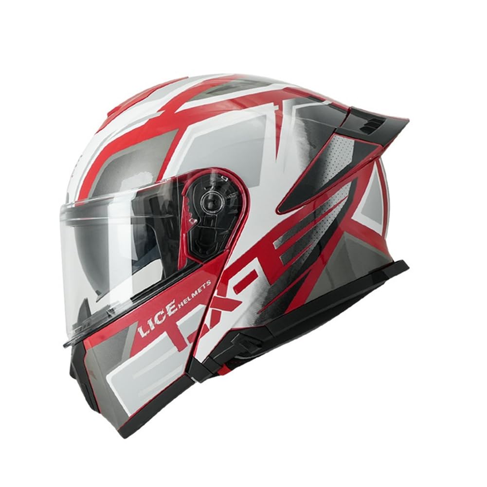 Roller Motorrad Motorradhelme Modulare Helme für Motorrad Vollvisierhelm für Frauen Doppellinsen Retro ABS Ganzjahresreifen Abnehmbares Innenfutter Aviator Herren Jungen Klapphelme von SUCHETA