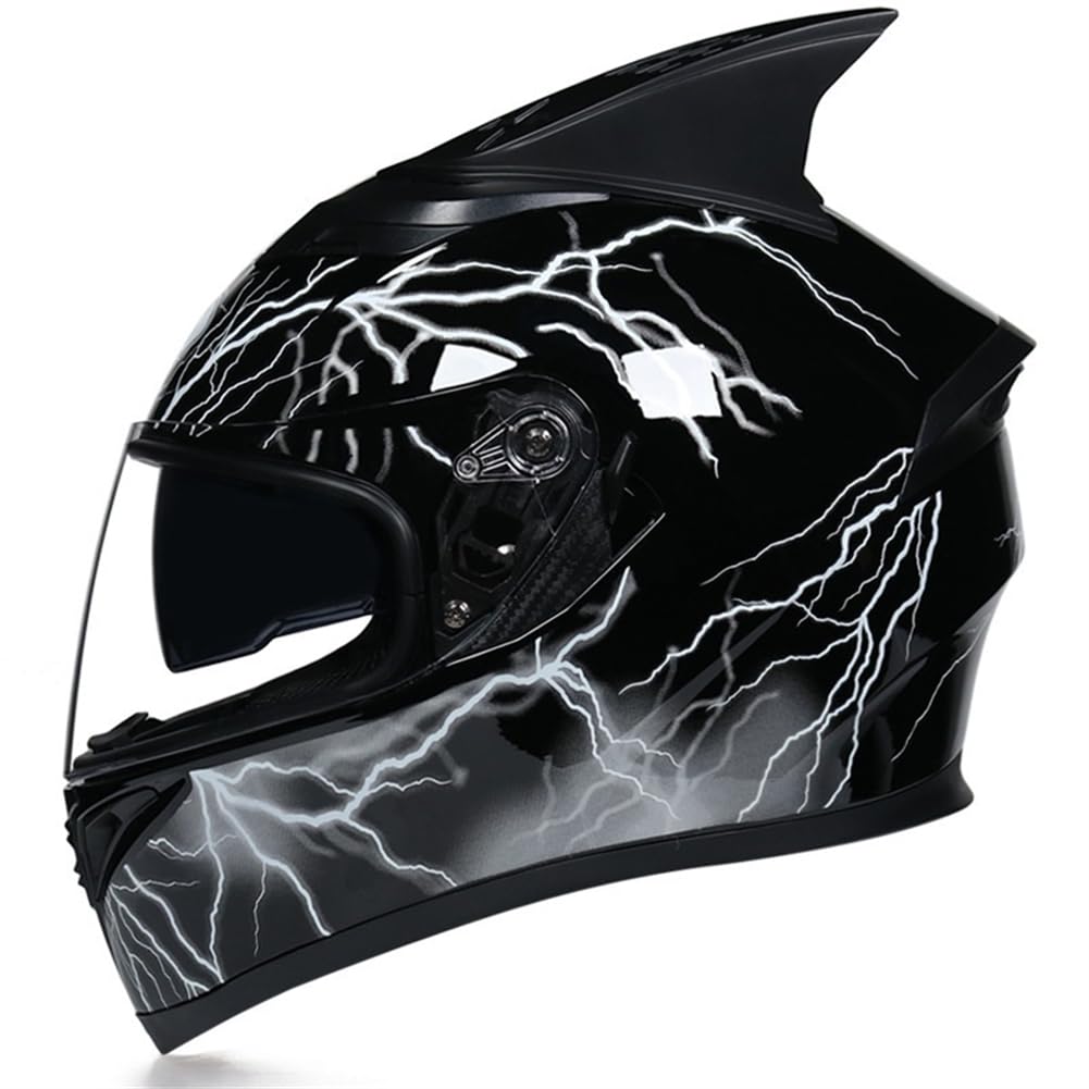 Scooter Abnehmbares Futter ABS Herren Jugend Standard Motorrad Motorradhelm Full Face Full Face Helme für motesen Motocross Helm Double Lenses Clear Mirror Helm Four Seasons von SUCHETA