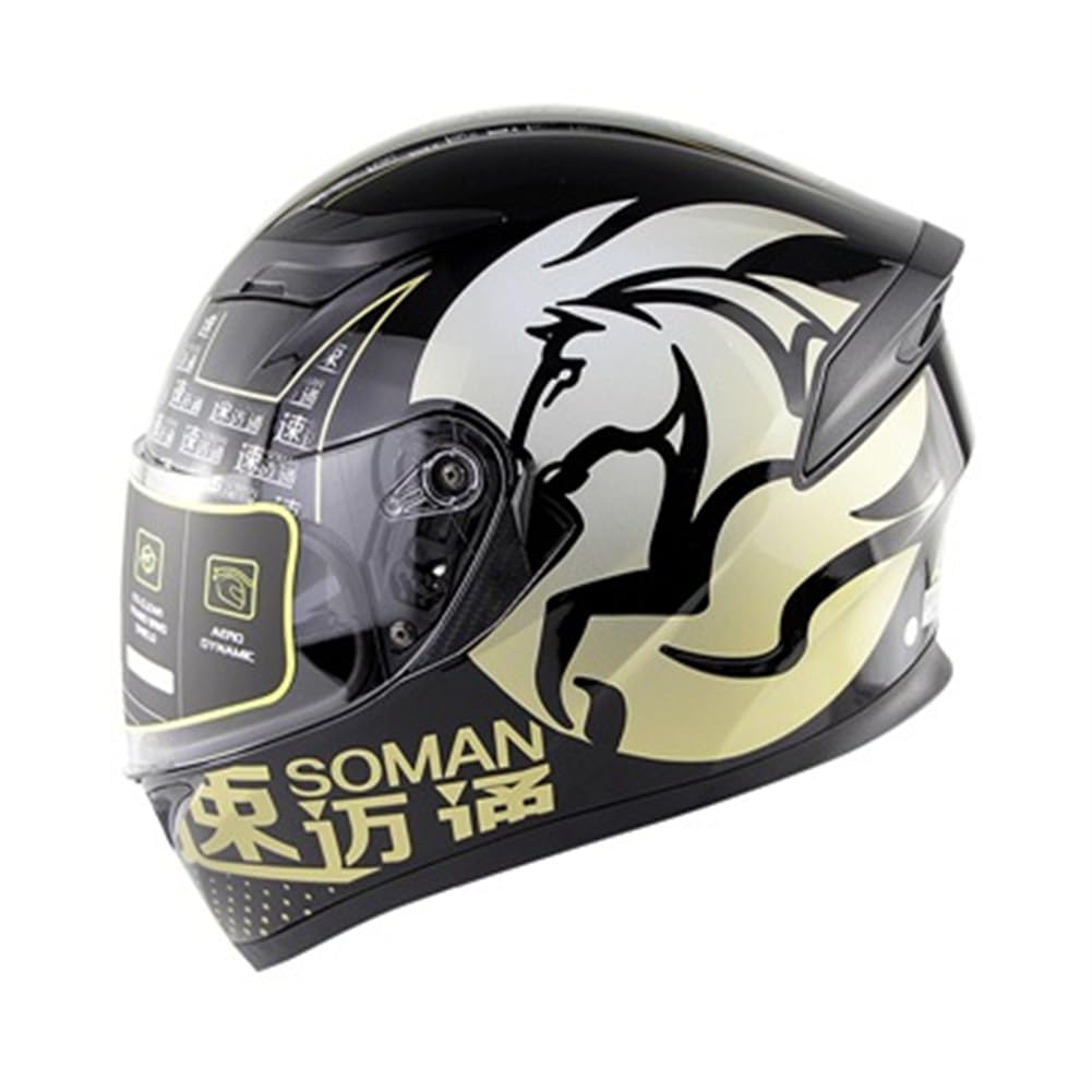 Städtische Straße Legal Motorradhelm Classic Herausnehmbare Futter ABS All-Season Kollisionsvermeidung Cruiser Motorradhelm Double Lenses Vollvisierhelm für Motocross Helme Erwachsene Mann von SUCHETA