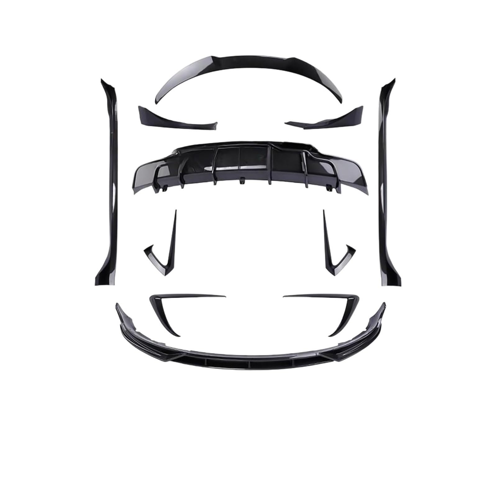 Carbon Fiber Body Kit Kompatibel for Tesla Modell 3 Y 2016-2022 Niedrige Frontstoßstange Heckdiffusor Lippe Seitenschweller Autoteile Schwarz(3 carbon aero kit) von SUCSBOQS