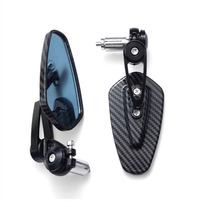 Motorrad Rückspiegel Passt Auf Jedes Motorrad Mit 7/8" Oder 1" Standardlenker. Lenkerspiegel Mit Carbonfasermuster, Modifizierter Umgekehrter Rückspiegel Lenkerendenspiegel Motorrad (Farbe : Black1) von SUEVAS