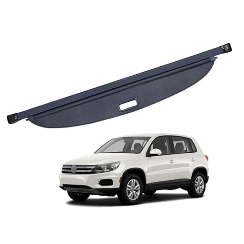 Auto Einziehbarer Laderaumabdeckung Kofferraum für V.W Tiguan 5N 2009-2016, Schwarz Schutz Der Privatsphäre Abdeckung Hutablage Cargo Cover, Ausziehbar Kofferraumabdeckung Rollo von SUHNGE