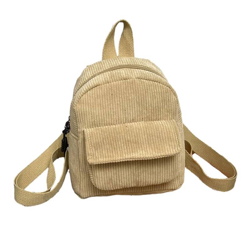 SUIOPPYUW Leichter und tragbarer Damen Mini Rucksack für stilvolle Reisen. Kleiner City Rucksack aus Cord für Damen mit großem Fassungsvermögen, khaki von SUIOPPYUW