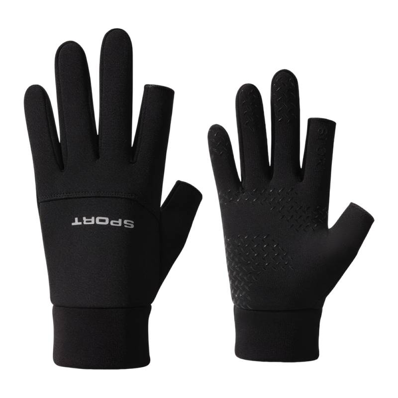 SUIOPPYUW Radfahren Handschuhe Outdoor Sport Skifahren Laufen Motorrad Touchscreen Handschuhe Doppel Schicht Wolle Warme Handschuhe Hergestellt, Schwarze zwei Finger von SUIOPPYUW